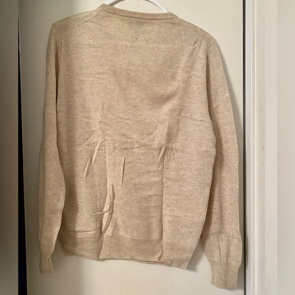 JCrew Mens 100% Cashmere Sweater Cream Ivory Size Small S Preppy Knit Pullover